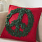 Hand Felted Wool Pillow – Green Peace Sign Red – 20” Arcadia Home